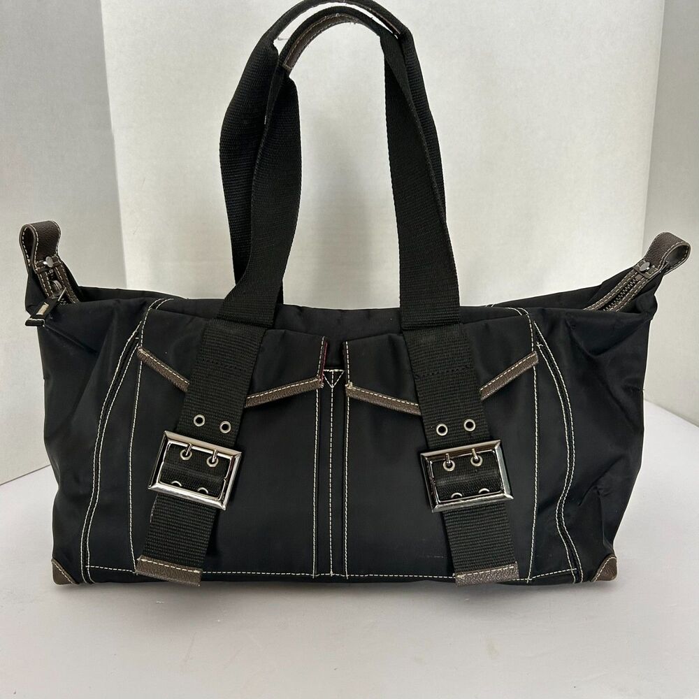 VTG Y2K Un Apres Midi De Chien Black Nylon Satchel Contrast Stitching,